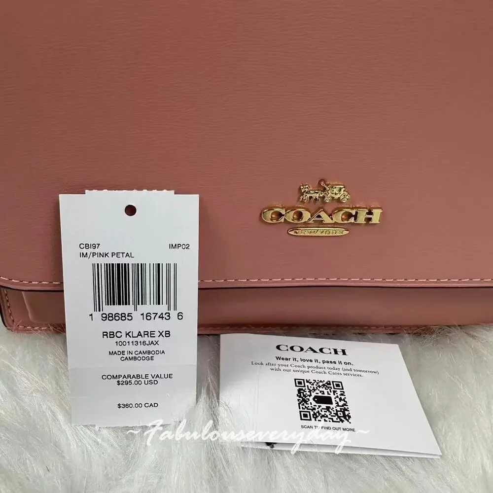 Coach Klare Crossbody Bag In Calf Leather/Gold/Pink Petal CBI97 NWT